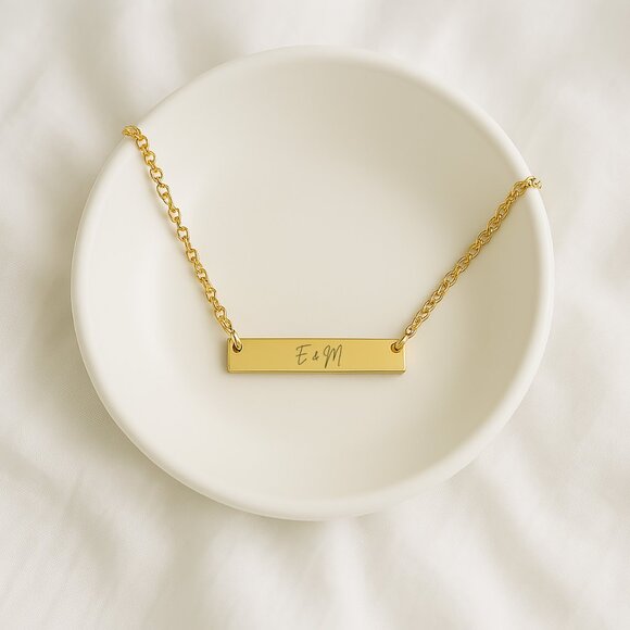 Personalized Bar Necklace | Custom Engraved Name Necklace | Handmade - Picture 4 of 6